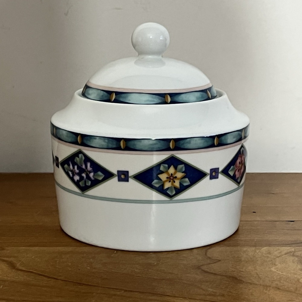 Pfaltzgraff Atmosphere Crystaflora Covered Sugar Bowl & Lid Set‎ Vintage
